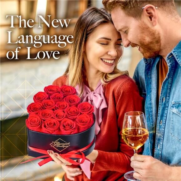16 Forever Flower Heart Shape Box - Preserved Roses, Immortal Roses Gift for Her - Picture 3 of 8